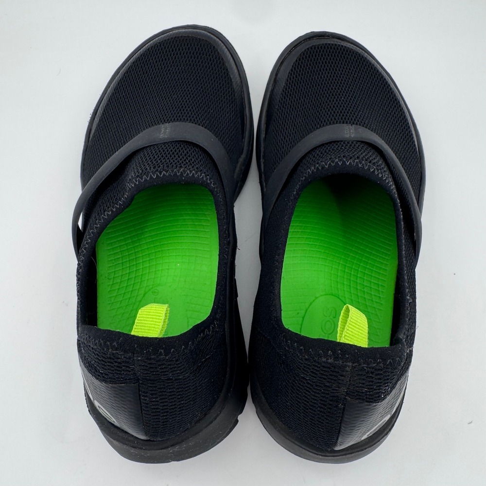Oofos OOmg Mesh Low Black Recovery Walking Shoes Womens 6 Slip On Travel Comfort - Picture 5 of 9